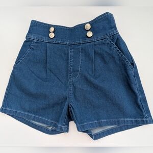 NWT Girls' (7-9) Blue Denim/Jean Shorts w/Button Detail/Accents & Elastic Waist
